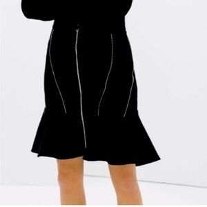 Zara Zip High Low Black Mermaid Peplum Pencil Skirt XS
